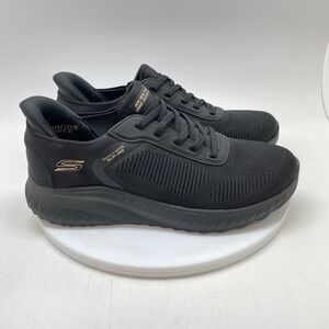 Skechers Womens 8.5 Bobs Squad Chaos Memory Foam Black Walking Sneakers 117497W